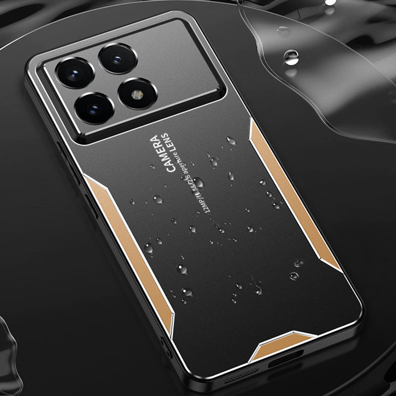 For Xiaomi Redmi K70E 5G / Poco X6 Pro 5G Hybrid Phone Case Aluminum Alloy+TPU+PC Cover Protection Cover - Gold For Xiaomi Redmi K70E 5G / Poco X6 Pro 5G Hybrid Phone Case Aluminum Alloy+TPU+PC Cover Protection Cover - Gold